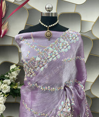 Jlmichoo Silk Saree with Beautiful Embroidery Sequence Design