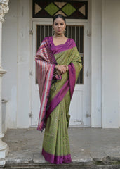 Raw Silk Two tone Weaving saree With Antique Design