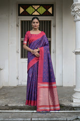 Raw Silk Two tone Weaving saree With Antique Design