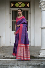 Raw Silk Two tone Weaving saree With Antique Design