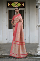 Raw Silk Two tone Weaving saree With Antique Design