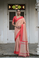 Raw Silk Two tone Weaving saree With Antique Design