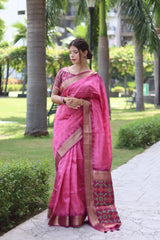 Raw Silk saree with Pochampali ikkat Saree