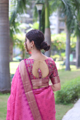 Raw Silk saree with Pochampali ikkat Saree