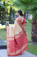 Raw Silk saree with Pochampali ikkat Saree