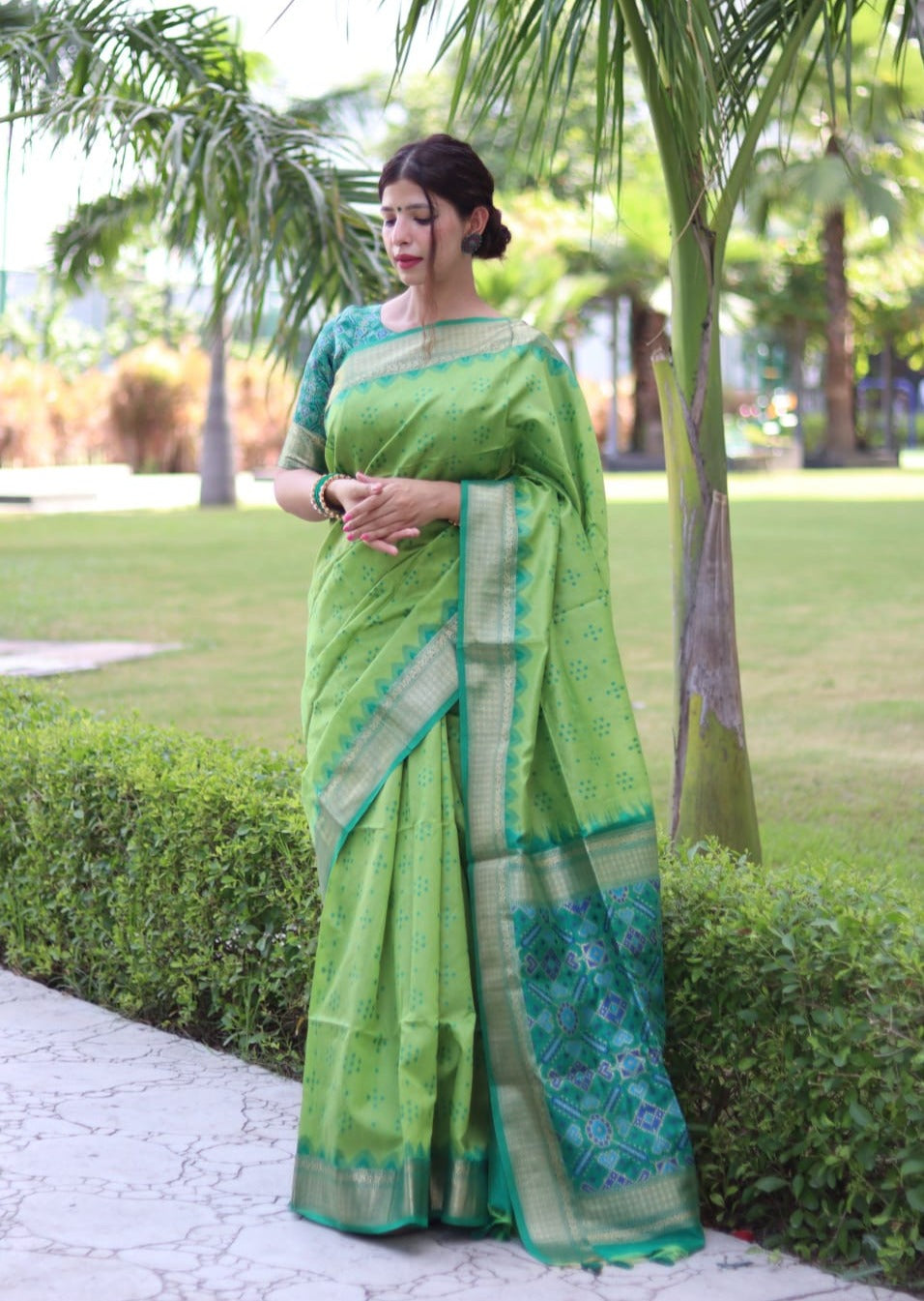 Raw Silk saree with Pochampali ikkat Saree