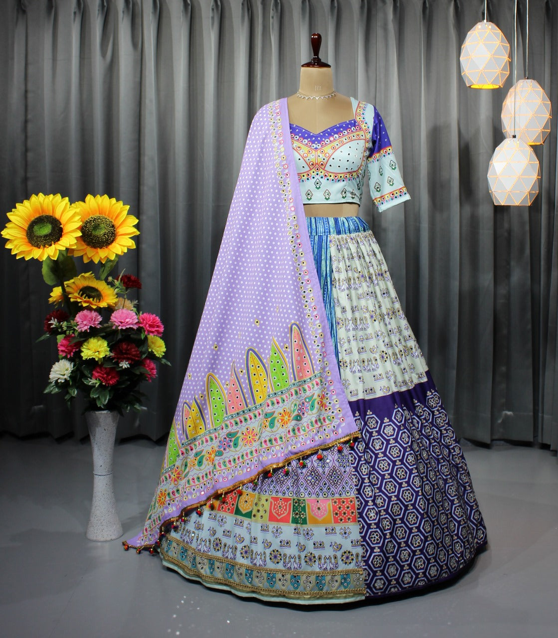 Multi Colour  Heavy Flair Lehenga Choli Set