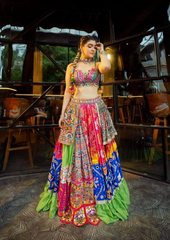 Multi Colour Butter Silk With Digital Print Lehenga Choli Set