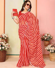 Ready To Wear Georgette Silk Saree With Laheriya design