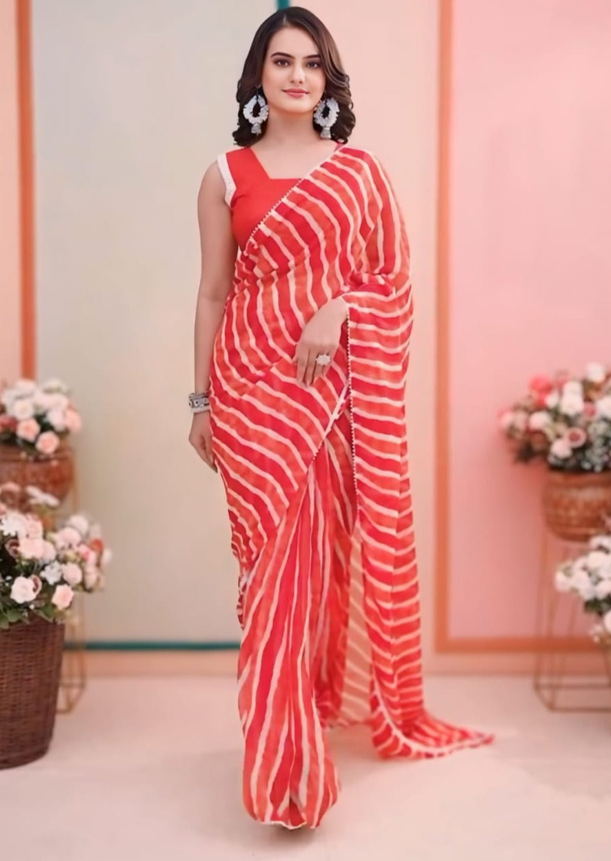 Ready To Wear Georgette Silk Saree With Laheriya design