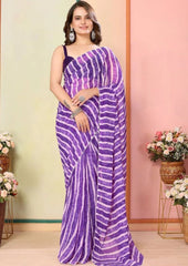 Ready To Wear Georgette Silk Saree With Laheriya design