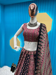 PRINTED AND  KODI LACE LEHENGA CHOLI WITH DUPATTA