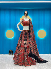 PRINTED AND  KODI LACE LEHENGA CHOLI WITH DUPATTA