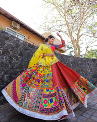 Red classy Lehenga Choli With Real Mirror Work