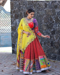 Red classy Lehenga Choli With Real Mirror Work