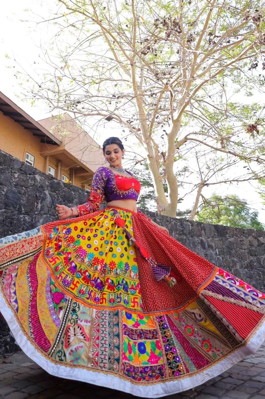 Red classy Lehenga Choli With Real Mirror Work