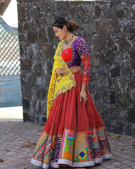 Red classy Lehenga Choli With Real Mirror Work