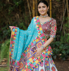 Multi Colour Lehenga With Real Mirror Work