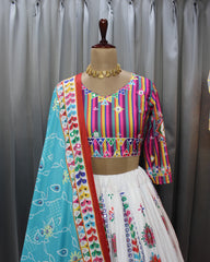 Multi Colour Lehenga With Real Mirror Work