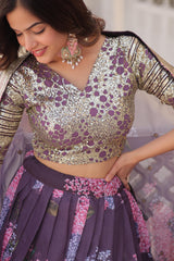 Digital Printed Russian Silk With Rich Sequins Lehange Choli