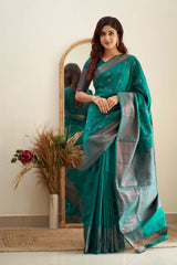 Women Banarasi Silk Saree with Woven Motifs