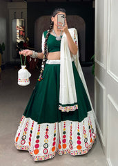 Pure Cotton Embroidery work with Original Mirror Work Lehenga Set