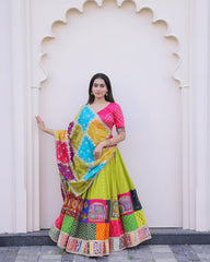 Multi Colour Lehenga With Real Mirror Work