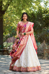 Jacquard Silk Paithani Lehenga Choli Set