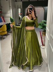 Rangoli Silk Plain with lace border Lehenga Set