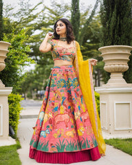 Kalamkari Lehenga Choli  With Beautiful Print