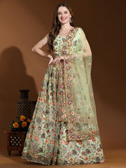 LEHENGA HEAVY EMBROIDERED WORK WITH FANCY NET