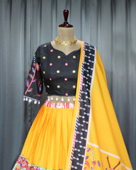 Yellow Butter Silk Heavy Flair Lehenga Choli Set