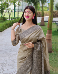 Soft Ikkat Cotton Saree with Traditional Weaving Pattern