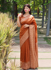 Soft Ikkat Cotton Saree with Traditional Weaving Pattern