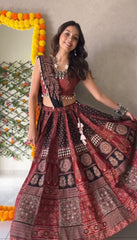 PRINTED AND  KODI LACE LEHENGA CHOLI WITH DUPATTA