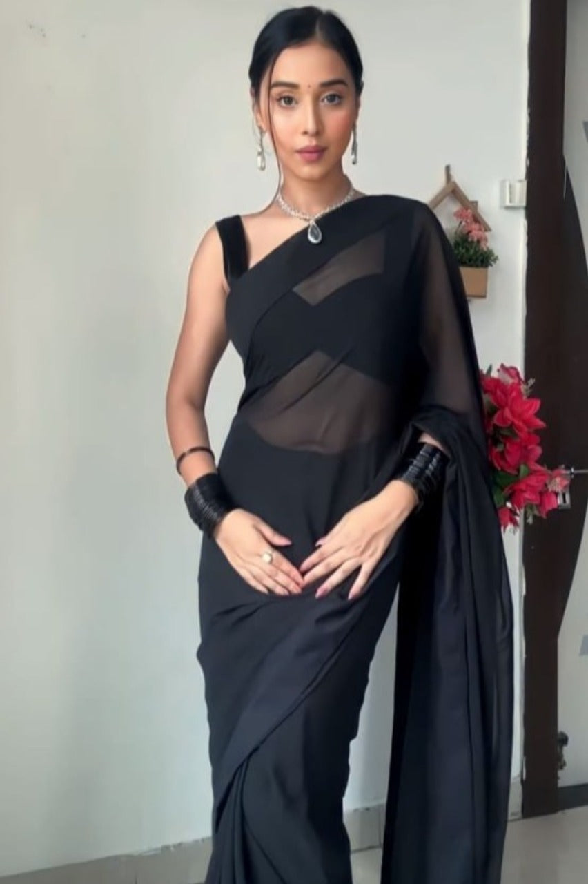 1- Min Ready to Wear Georgette Silk Saree