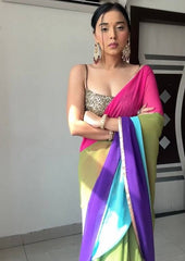 1- Min Ready to Wear Georgette silk Saree with Multi colour