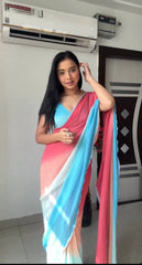 1- Min Ready to wear Georgette Silk Saree  with Multi colour