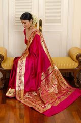 Lichi silk Golden Jari saree with  heavy Jaquard Border