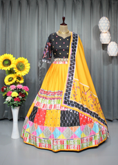 Yellow Butter Silk Heavy Flair Lehenga Choli Set