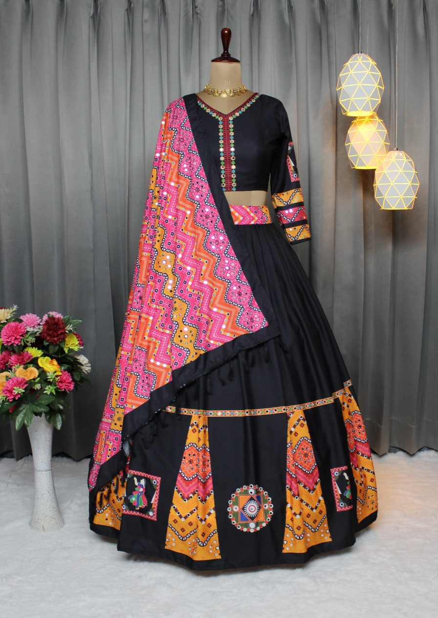 Trending  Black Heavy Flair Lehenga Choli Set